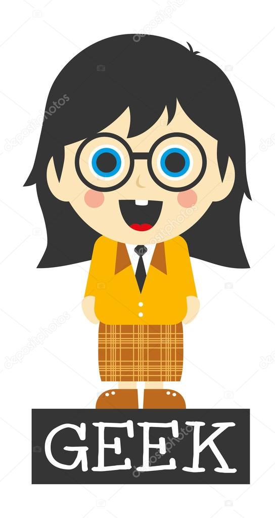 Geek girl cartoon character