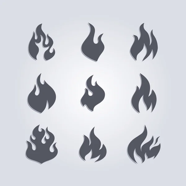 Hot flame icons set — Stock Vector