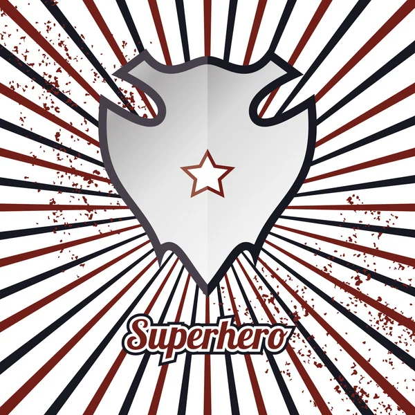 Escudo con superhéroe — Vector de stock