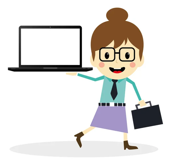 Businesswoman presentation computer — Stock Vector