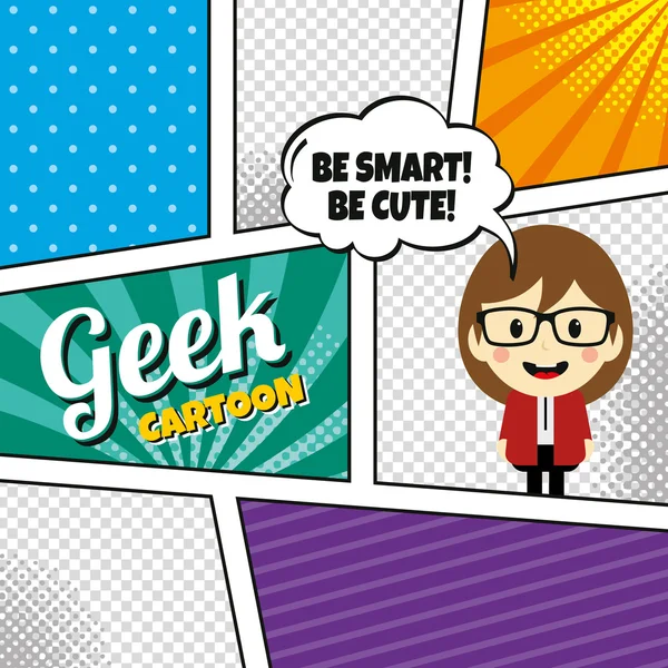 Geek stripfiguur — Stockvector