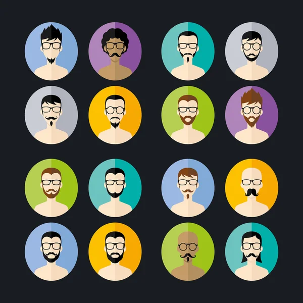 Hommes hipsters avatars ensemble — Image vectorielle