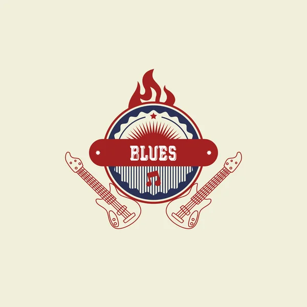 Blues Etiqueta de arte musical — Vector de stock