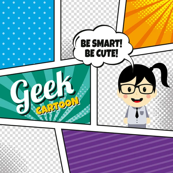 Geek personaj desene animate — Vector de stoc