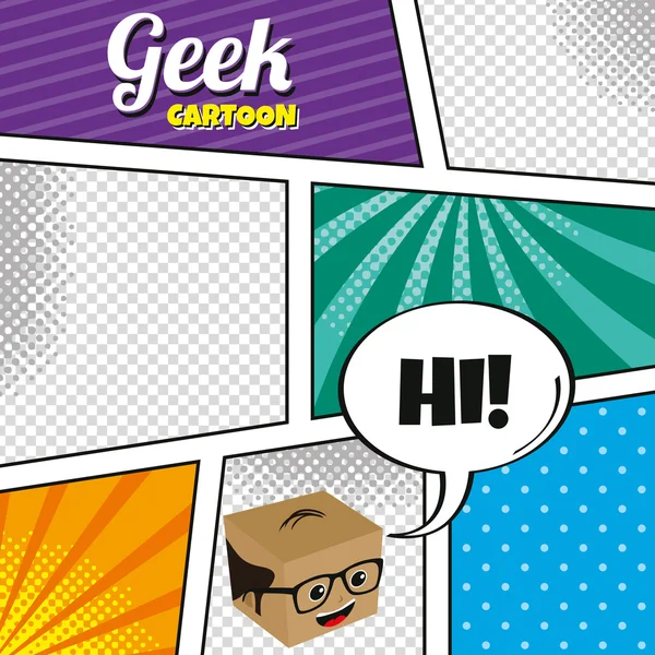 Geek plantilla de personaje de dibujos animados — Vector de stock