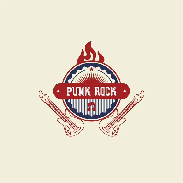 Punk-rock Sello de arte musical — Vector de stock