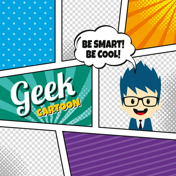 Geek stripfiguur — Stockvector