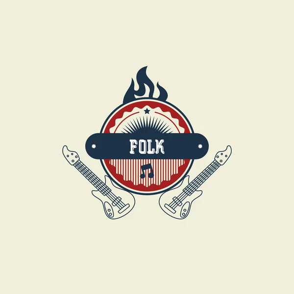 Etiqueta de arte Folk Music — Archivo Imágenes Vectoriales