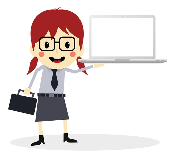 Businesswoman presentation computer — Stock Vector