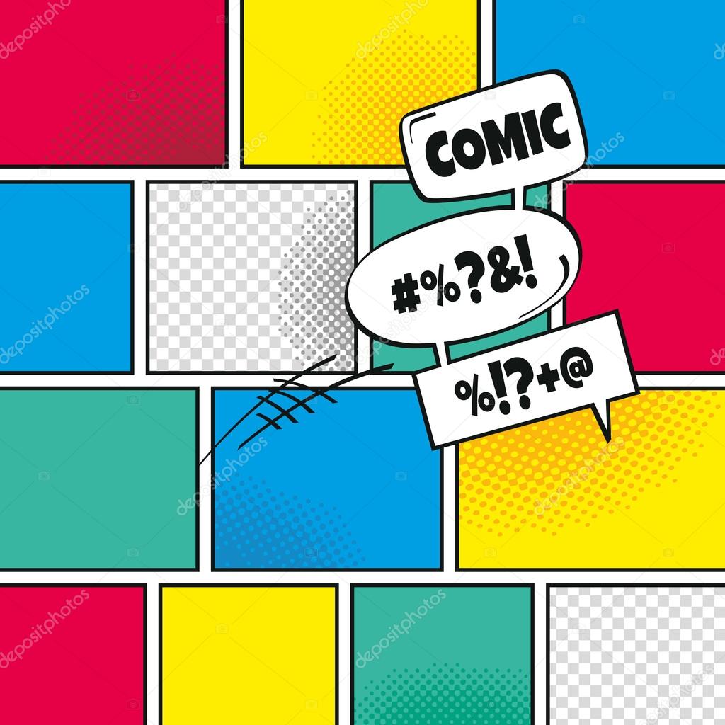 Comic template with speech bubbles