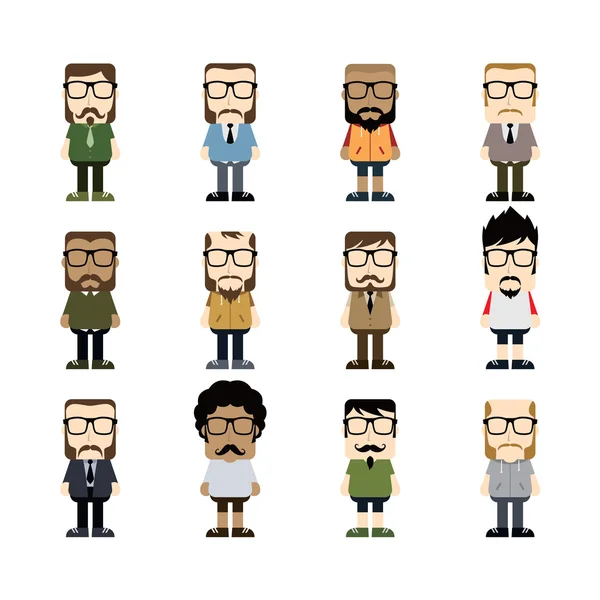 Little hipster guys set — Stock Vector