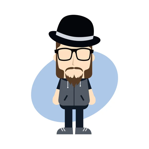 Hipster with bowler hat — Stock Vector