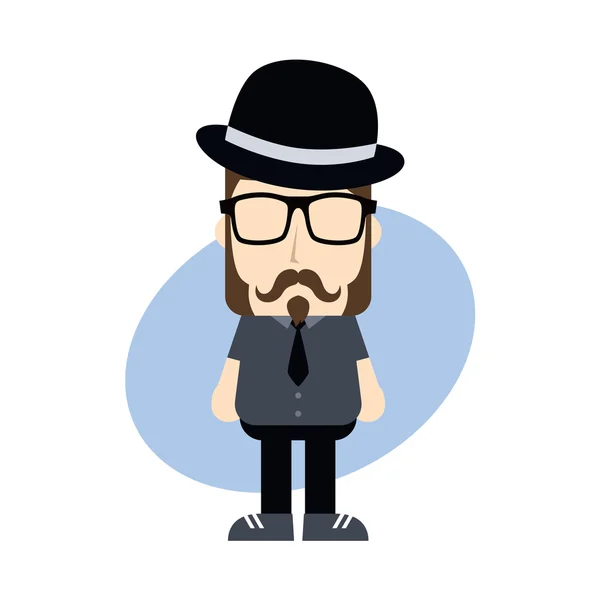 Hipster met bolhoed — Stockvector