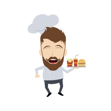 Master chef with fast food vector