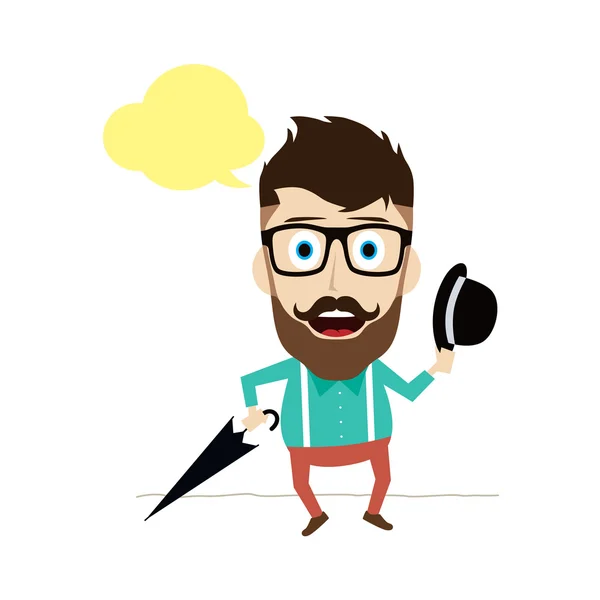 Retro guy with umbrella — Stock Vector