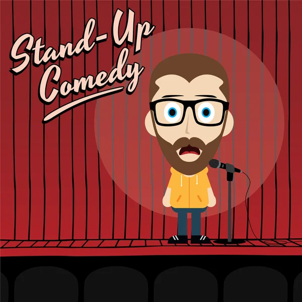 Stand up comedian cartoon character — Stock Vector