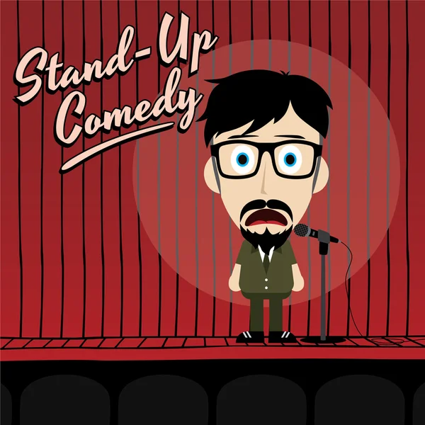 Stand-up-Komiker als Comicfigur — Stockvektor