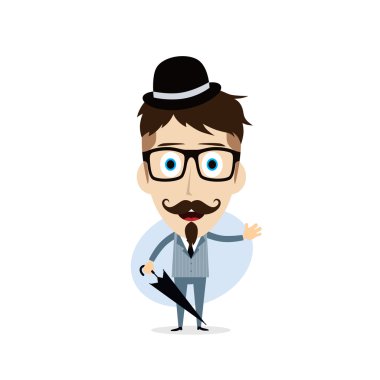 Beyefendi giyen şapka şemsiye ile