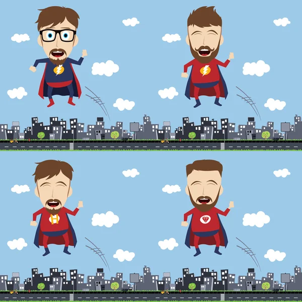 Super-heróis da cidade dos desenhos animados — Vetor de Stock