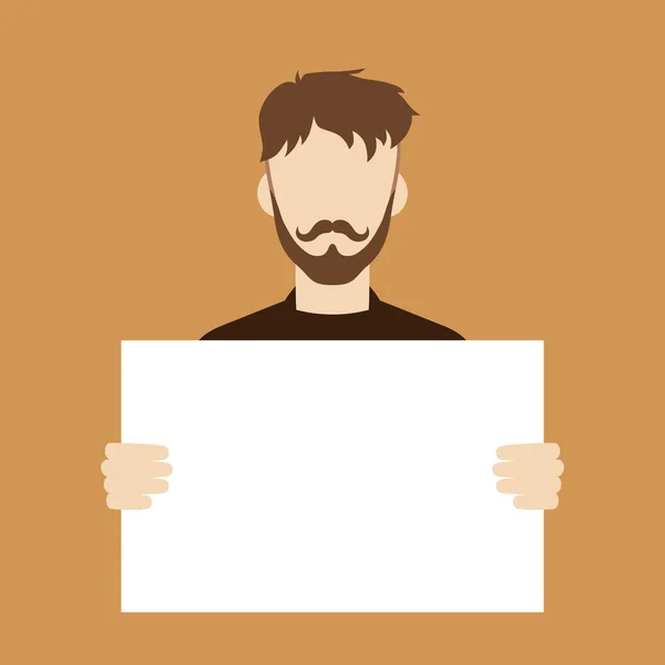 Hombre sosteniendo signo en blanco — Vector de stock