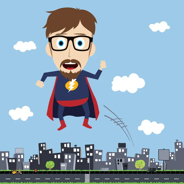 City superhero  illustration — Stock Vector