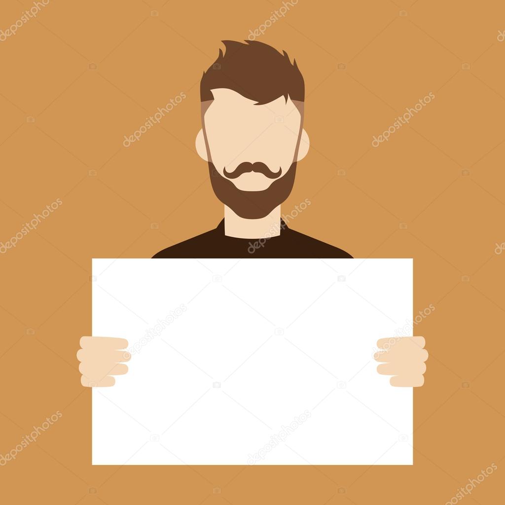 man holding blank sign