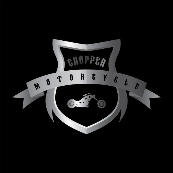 Zilveren schild chopper motorfiets — Stockvector