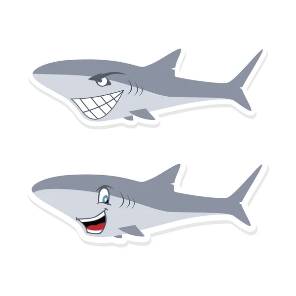 Ilustración de tiburones divertidos — Vector de stock