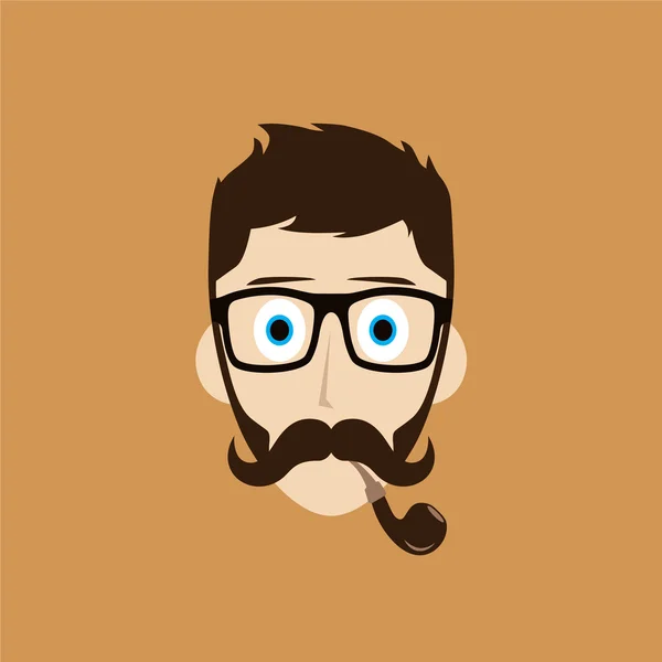 Tytoń rury hipster facet — Wektor stockowy