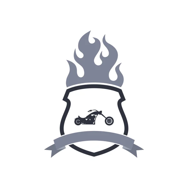 Chopper moto dans le thème du bouclier — Image vectorielle