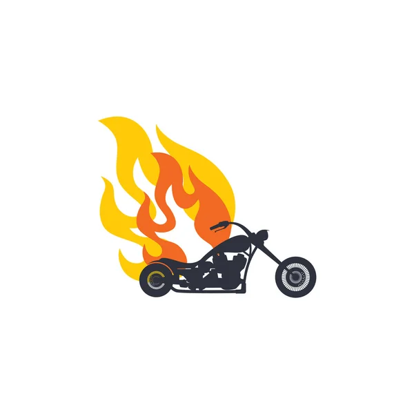 Motorcycle with flames illustration — Stock Vector