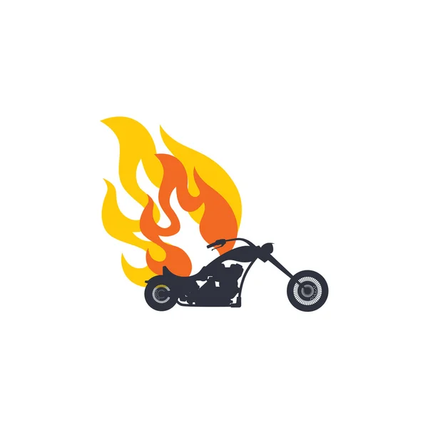 Moto avec illustration flammes — Image vectorielle