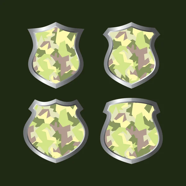 Ejército camuflaje escudo conjunto — Vector de stock