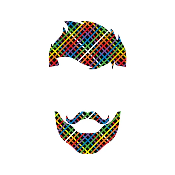 Hipster. Cara masculina con líneas coloridas — Vector de stock