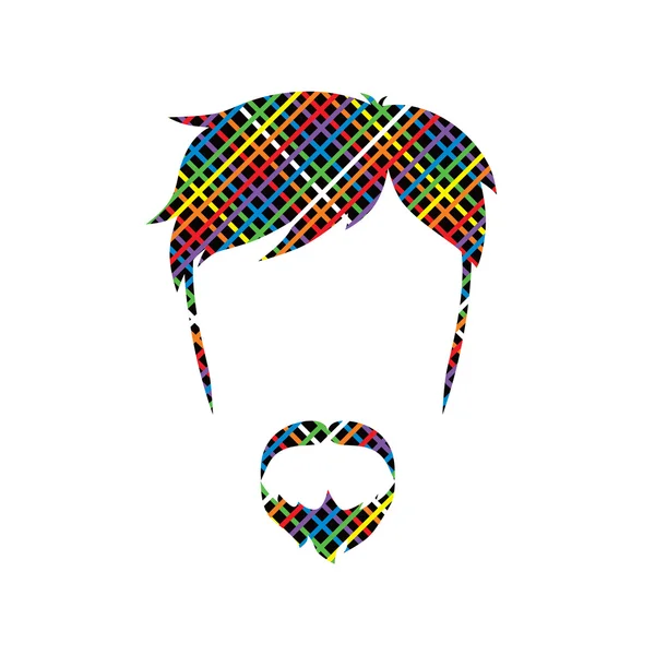 Hipster. Visage masculin avec des lignes colorées — Image vectorielle