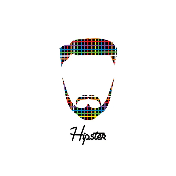 Hipster. Visage masculin avec des lignes colorées — Image vectorielle