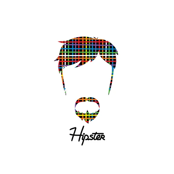 Hipster. Cara masculina con líneas coloridas — Vector de stock