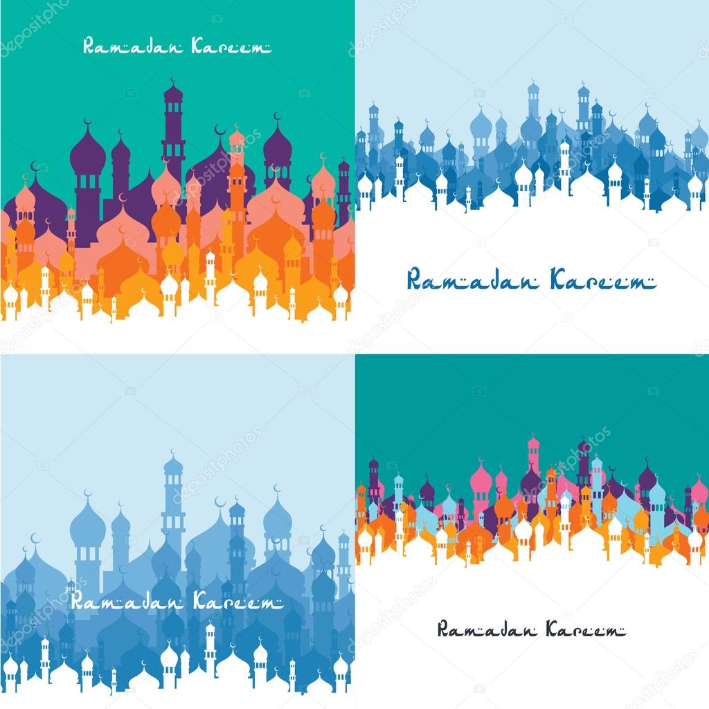 Set of islamic ramadan art theme