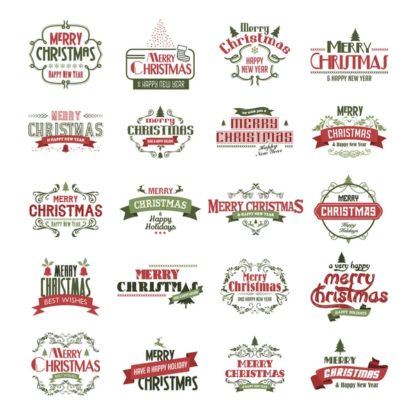 Wesołych Świąt Bożego Narodzenia etykieta zestaw — Wektor stockowy