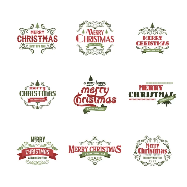 Set di etichette Buon Natale — Vettoriale Stock