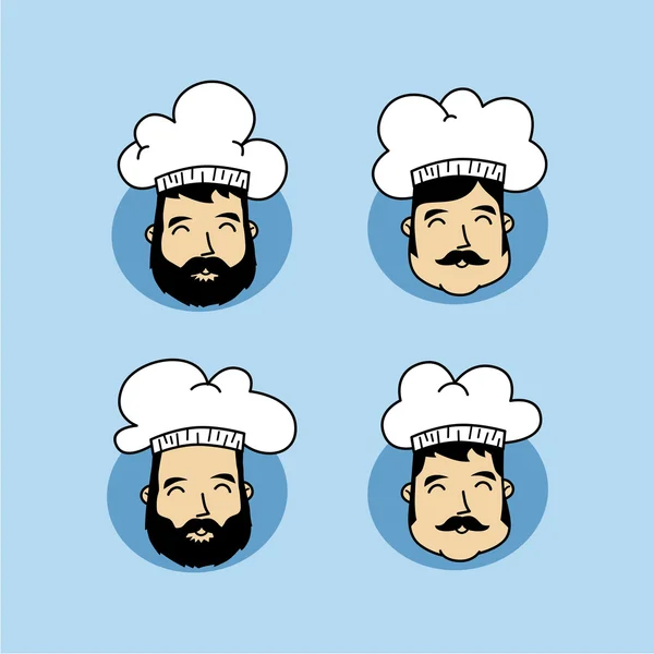Grappige chef-kok pictogrammenset — Stockvector