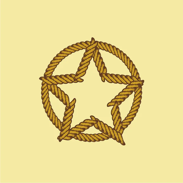 Estrella de cuerda marrón — Vector de stock
