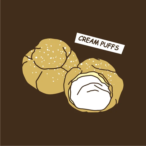 Crema puffs ilustración — Vector de stock