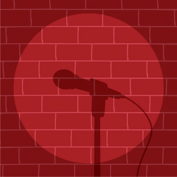 Micrófono en stand up stage — Vector de stock