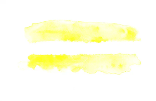 Пензлик Ручної Роботи Гладкий Абстрактний Жовтий Акварель Білому Папері Дизайну — стокове фото