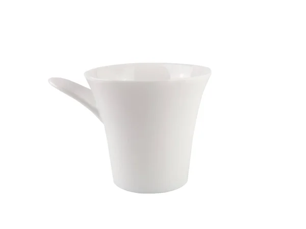 Pusty Biały Kubek Ceramiczny Lub Filiżanka Kawy Herbata Izolowana Białym — Zdjęcie stockowe