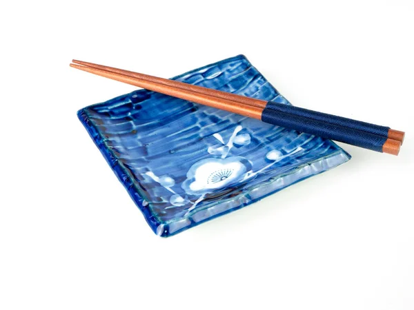 白を基調とした箸置きの和式四角形ブルー — ストック写真