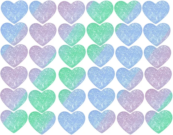 Patrón Corazones Multicolores Sobre Fondo Blanco Concepto Amor Tarjeta Felicitación —  Fotos de Stock