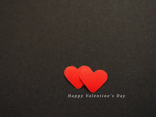 Red Hearts Word Happy Valentine Day Black Paper Background Concept — Stock Photo, Image