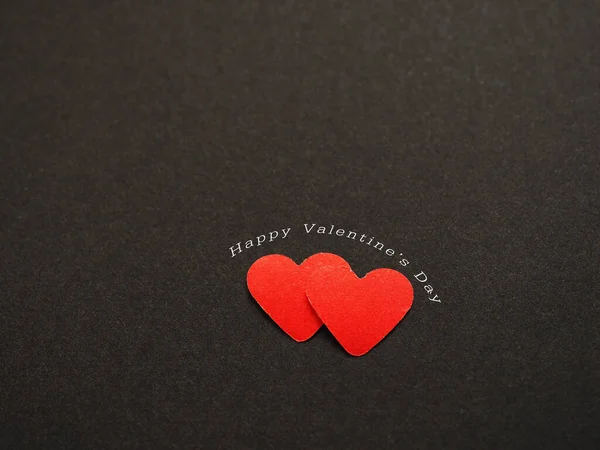 Piros Szívek Boldog Valentin Napot Szóval Fekete Papíron Koncepció Szerelem — Stock Fotó